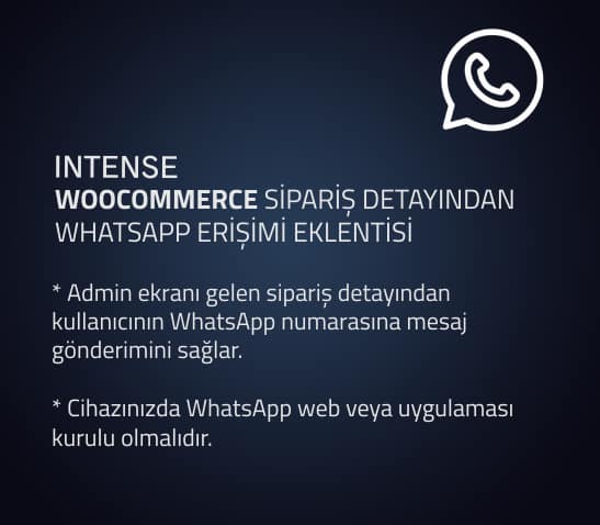 WooCommerce Sipariş Detayından WhatsApp Erişimi Eklentisi